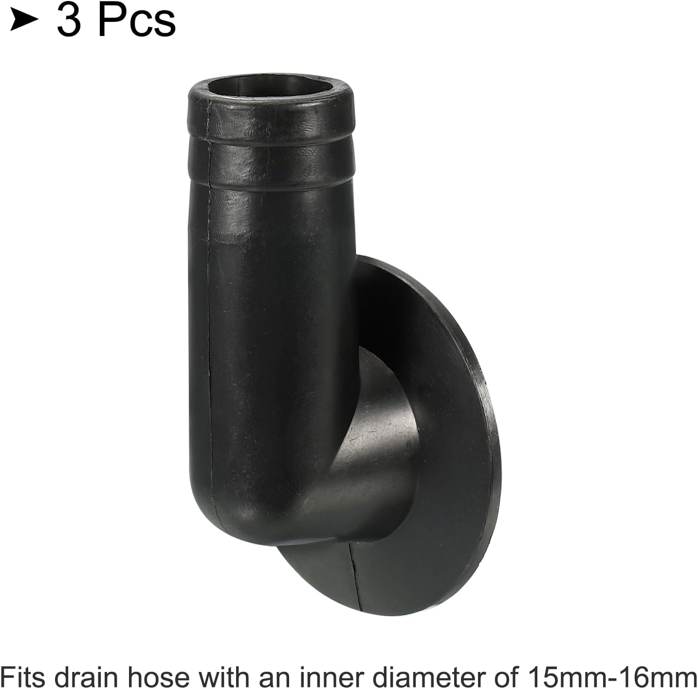 MECCANIXITY Air Conditioner Drain Hose Connector 17mm Tube Elbow Fitting Replacement Part Accessories for Mini-Split Window AC, Black Pack of 3