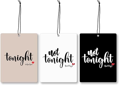 Mancheng-zi Funny Tonight Not Tonight Car Air Freshener 3Pcs, Romantic Couple Air Freshener Hanging for Cars Closet Drawer or Books, Cute Humor Car Accessories Mirror Decor for Women