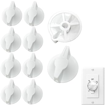 10 PCS White Plastic 1" Timer Switch Knob Replaces 146MT574 Compatible with FD Series Spring Wound Wall Timer, Bathroom Heater Fan and Light Control