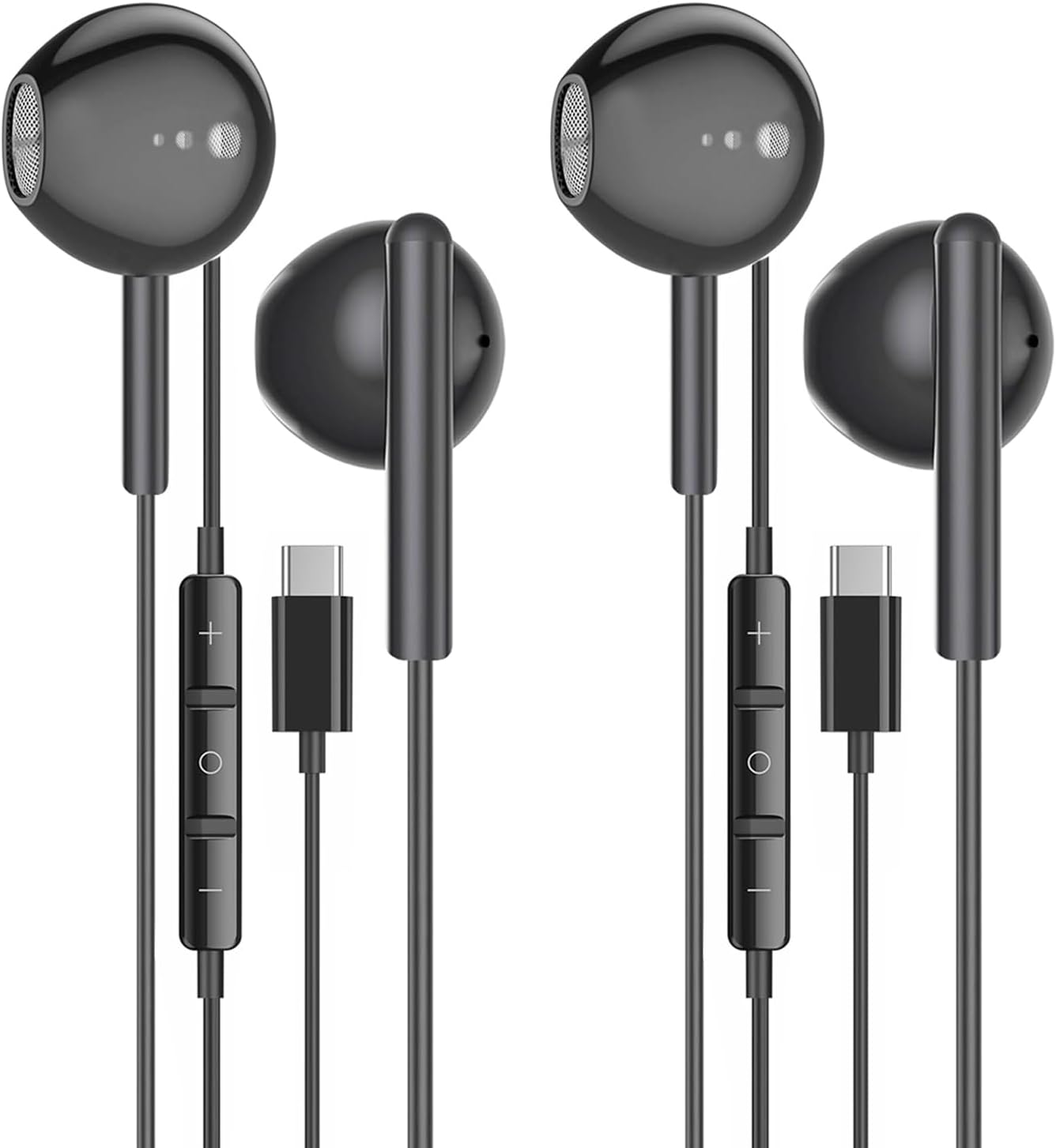 2 Pack of USB C Headphones for iPhone 16/16 Pro/16 Plus/16 Pro Max/15/15 Plus/15 Pro/15 Pro Max,Black USB Type C Earphones HiFi Stere, Black Wired Earbuds with Microphone & Volume Control