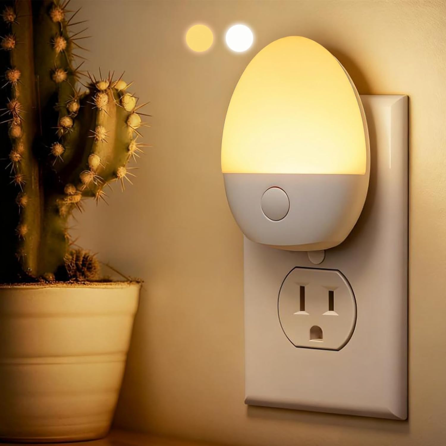 XERGY Plug-in LED Night Light |2 Color Mode Amber & White | Button Operation | Lamp for Bedroom, Kids Room, Hallway, Bathroom & Stairway-White-image-10
