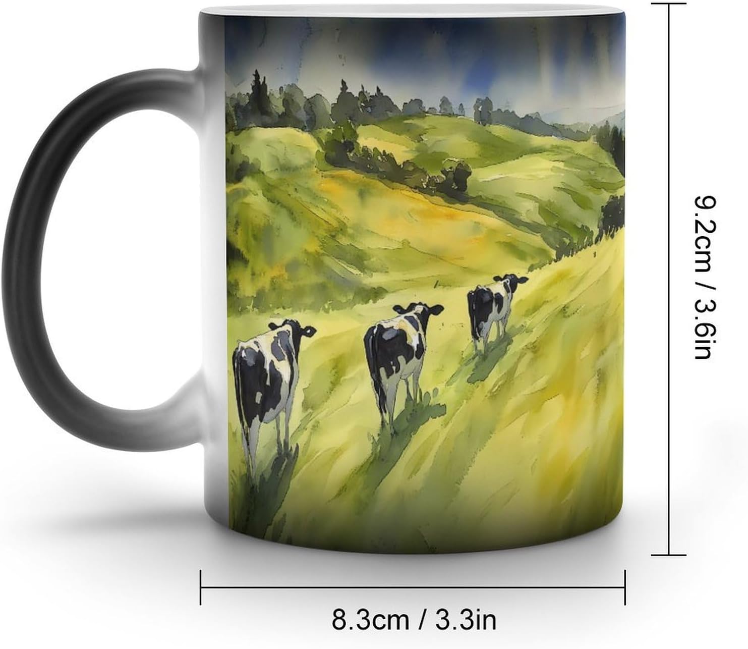 Cows on A Green Plateau Color Changing Mug Heated Ceramic Cup Heat Sensitive Coffee Mug Fun Gift