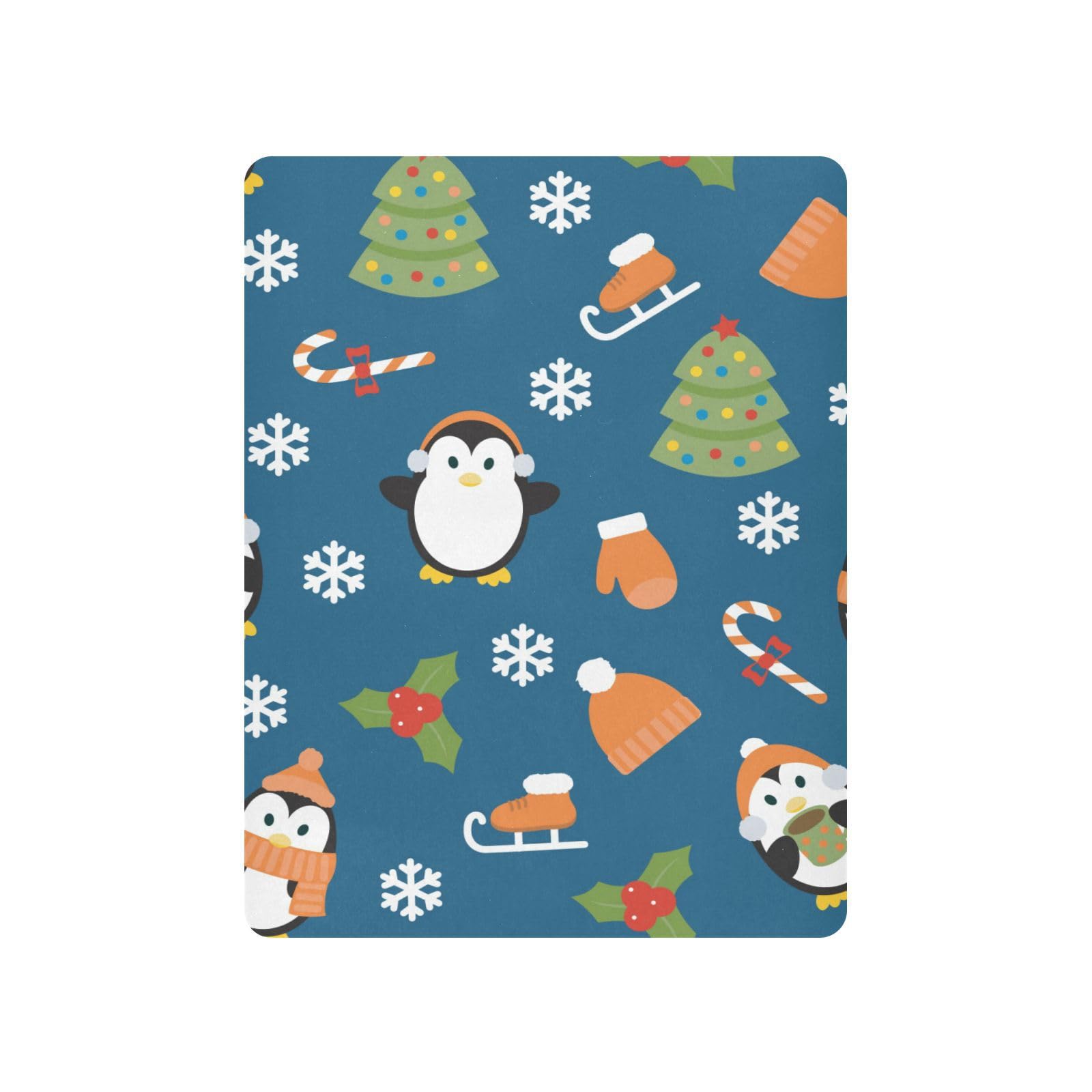 Moudou Christmas Penguin Playard Sheet for Boy Girls, Soft Breathable Fitted Toddler Sheet for Standard Playard Bed Mattress, 39 x 27 x 5 Inch