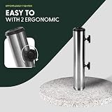 KEPLIN Parasol Base Stand 9kg – Heavy Duty Granite Patio Umbrella Holder for Garden, Outdoor Furniture, Canopy, Gazebo, Awning – Weather Resistant – Fits 45mm Pole (9kg, Granite) - 3
