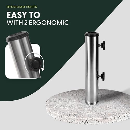 KEPLIN Parasol Base Stand 9kg – Heavy Duty Granite Patio Umbrella Holder for Garden, Outdoor Furniture, Canopy, Gazebo, Awning – Weather Resistant – Fits 45mm Pole (9kg, Granite) - 3
