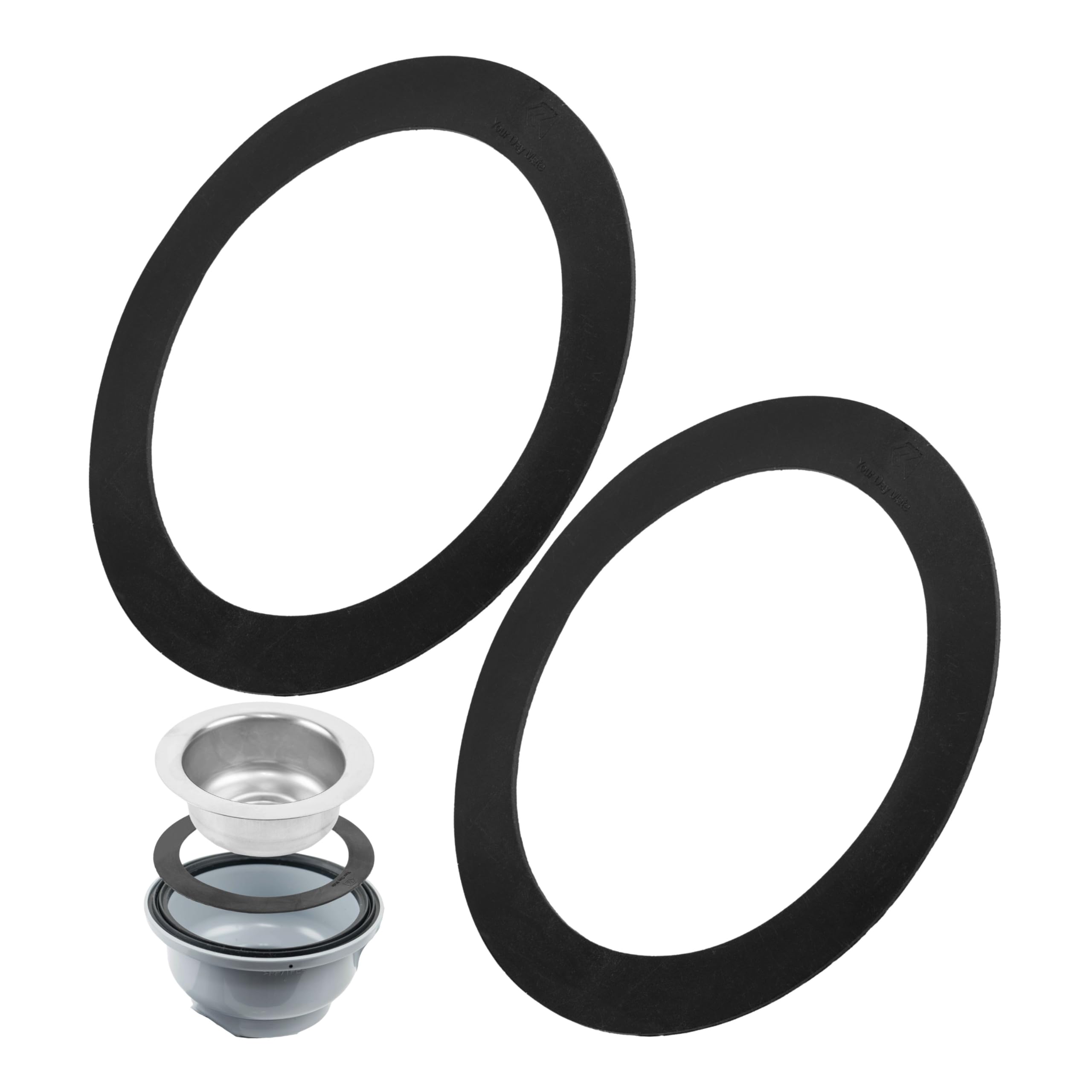 Flat gasket for strainer basket drain, 2 pcs, Ø 4.45 x 3.39 x 0.04", for 3 1/2" fittings, compatible with BLANCO, FRANKE, VIEGA, IKEA, etc., kitchen tap gasket set, strainer basket gasket