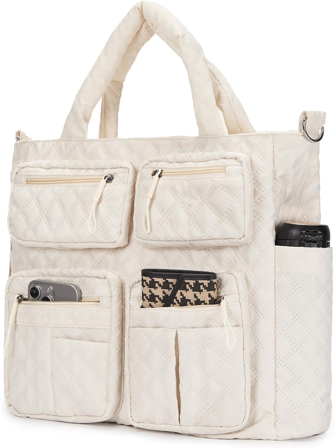 Puffer Tote Bag for Women Quilted Large Crossbody Puffer Hobo Bag - Image 8