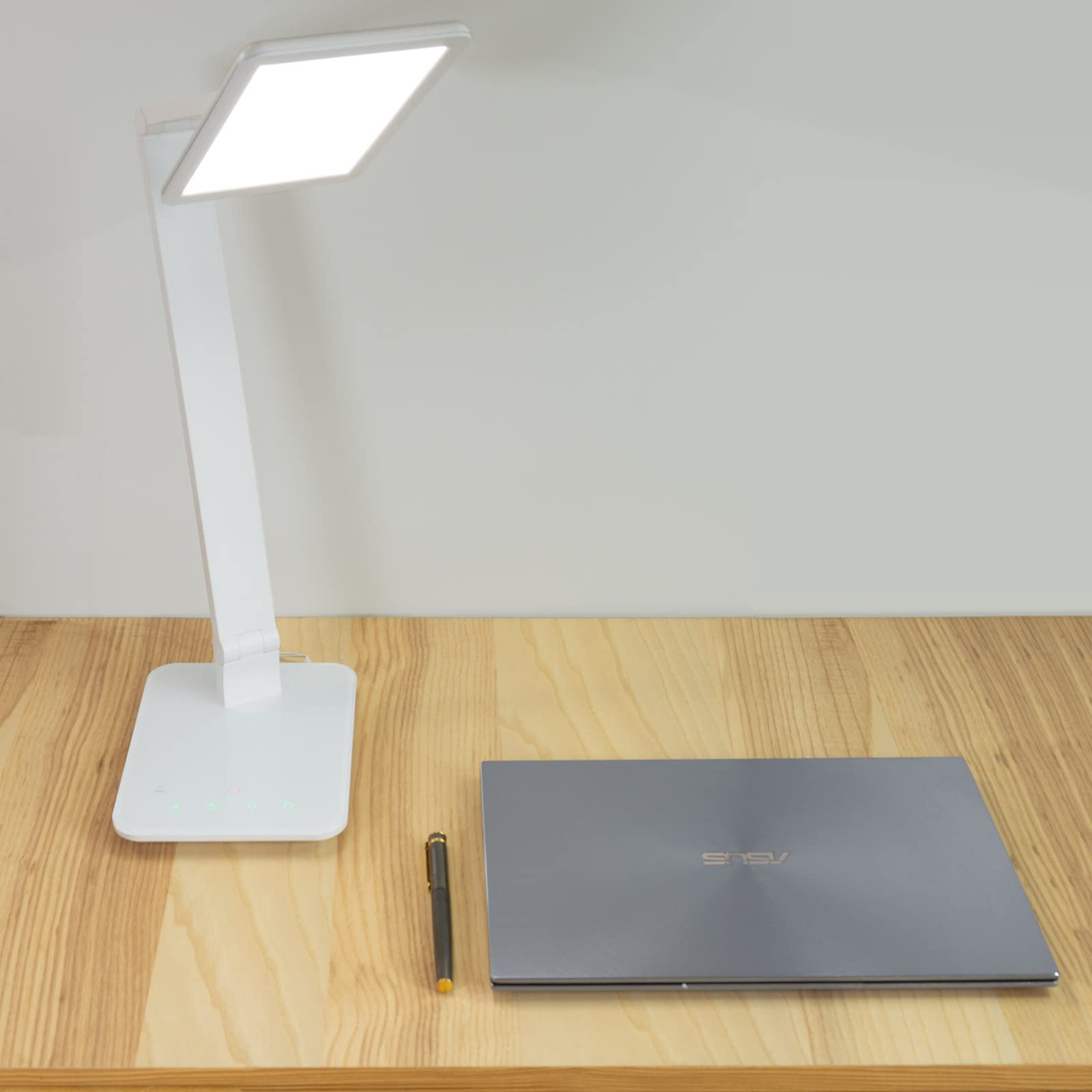 FeinTech LTL00100 lampe de bureau LED Smart-Touch 550 lumen, Luminosité et couleur dimmable, USB, 10 watts, Blanc [Classe énergétique A]