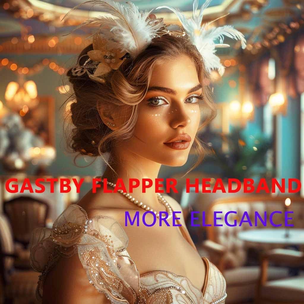 GENBREE 1920s Flapper Headpiece White Feather Headband Rhinestone Hair Accessories for Women and Girls - Image 7