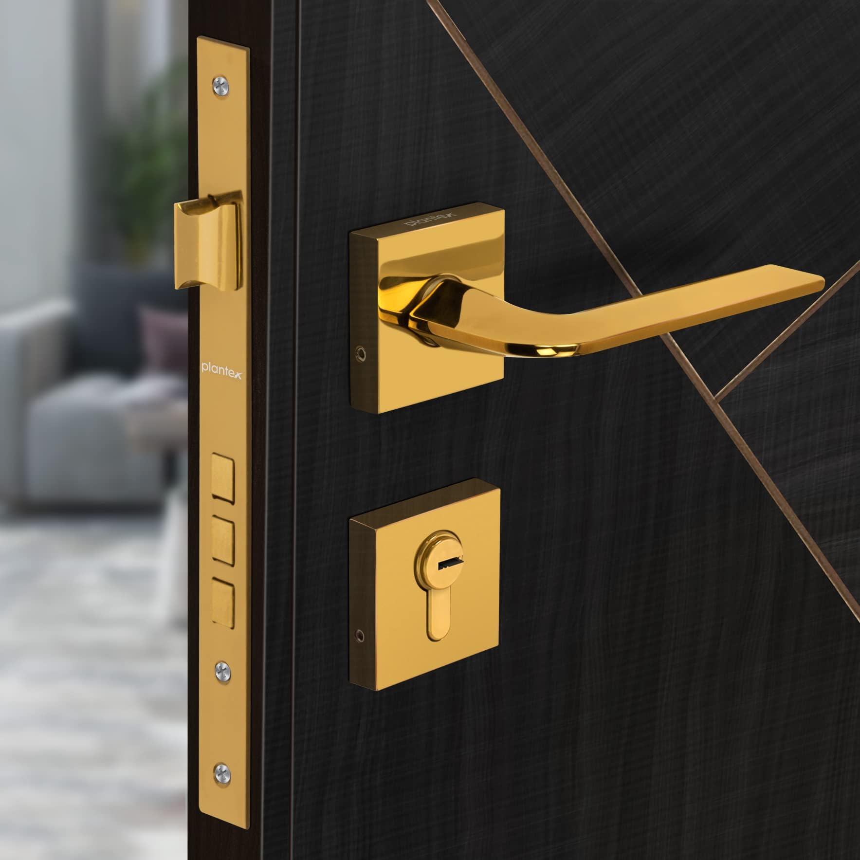 Plantex Brass Premium Door Lock With 3 Years Of Warranty By /Main Door Lock For Home/Mortise Lock For Door - Main Door Lock Set (7105 - Gold)