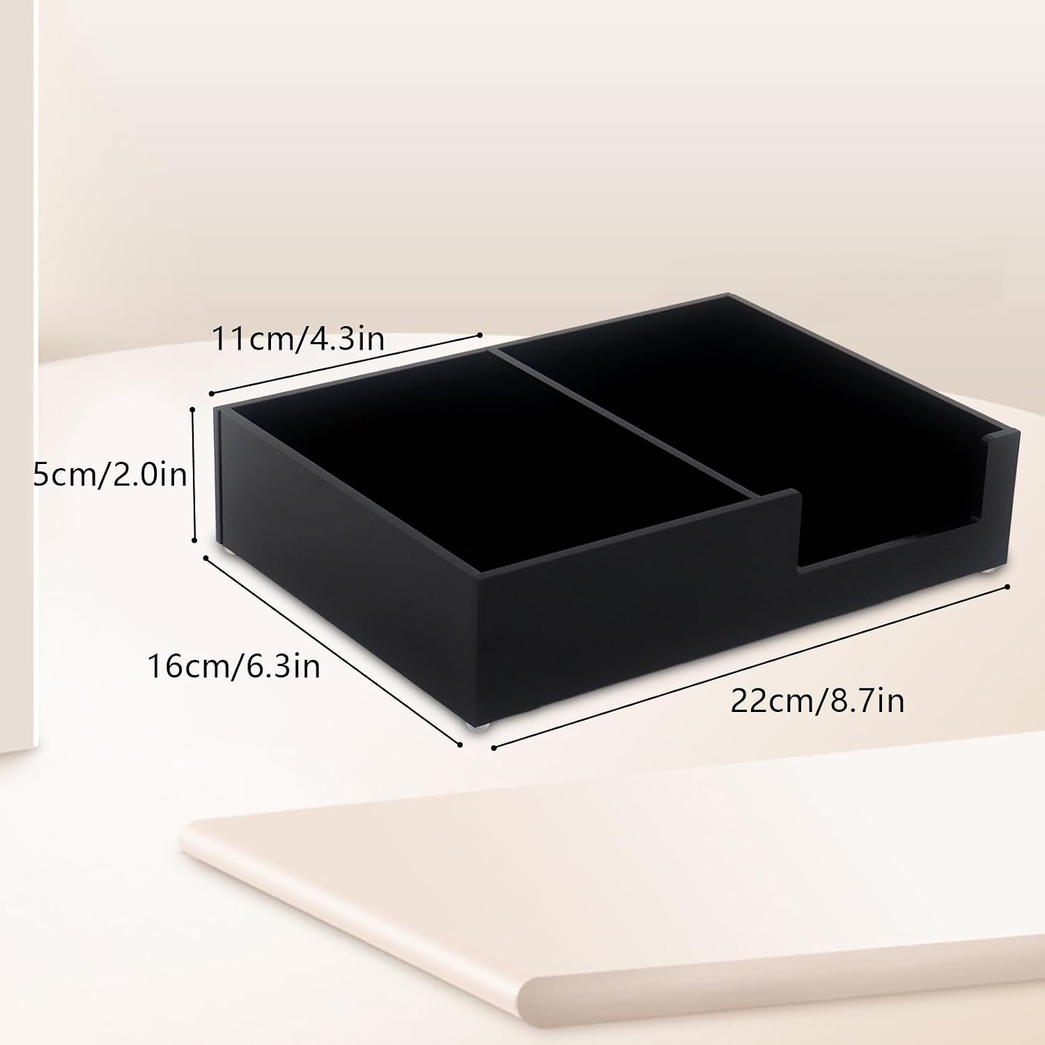 Sticky Note Holder 4 x 6 Inch Acrylic Black 2 in 1 Post It Note Dispenser Paper Clip Holder for Home Office Desk Organizer image 2