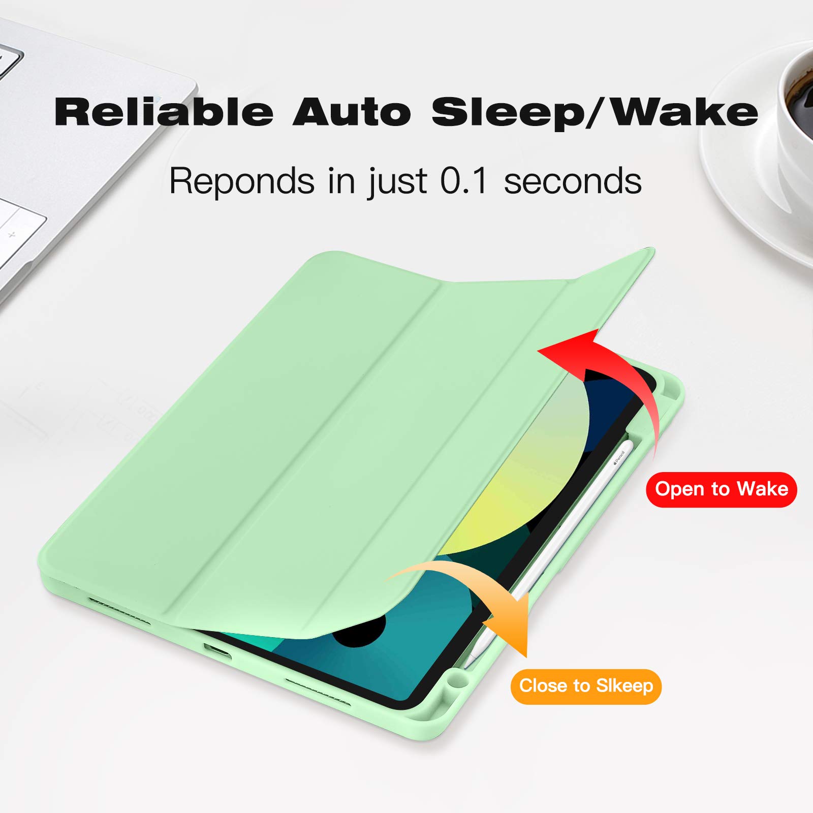 IPad Air 11 Inch Case With Pencil Holder - Smart Trifold Cover For 2025-2020 Models