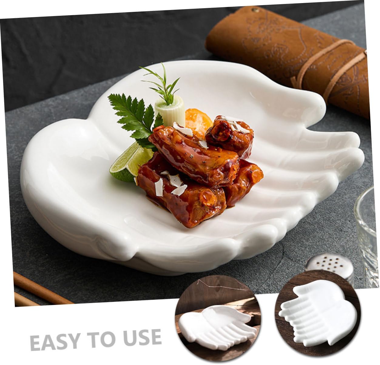 SHOWERORO Buddha Hand Ceramic Sushi Plate Hand Shaped Sushi Serving Dish for Sashimi Presentation Japanese Food Display Plate 7.67 X 7.08 X 1.88 Home Dining Party Restaurant Catering