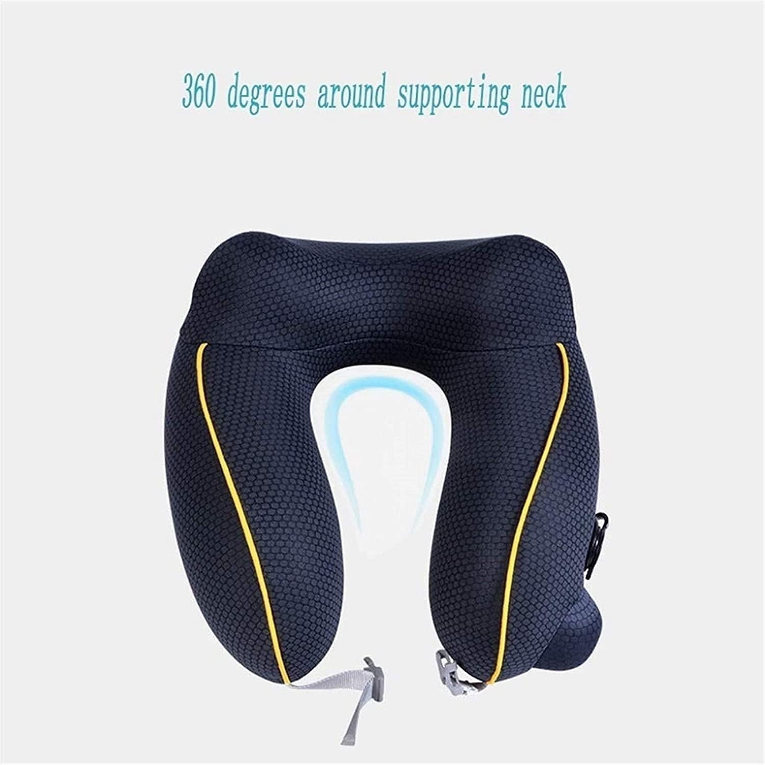 Travel Pillow 100% Pure Memory Foam Neck Pillow, Inflatable Travel Pillow Neck Support Pillows for Sleeping Rest, Airplane Car & Home Use (Color : B)