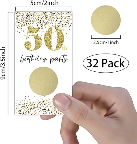 Miniatura 2 de REWIDPARTY Tarjetas de juego para raspar para fiesta de cumpleaños número 50 (32 piezas) para fiesta de cumpleaños número 50, tarjetas rascadoras