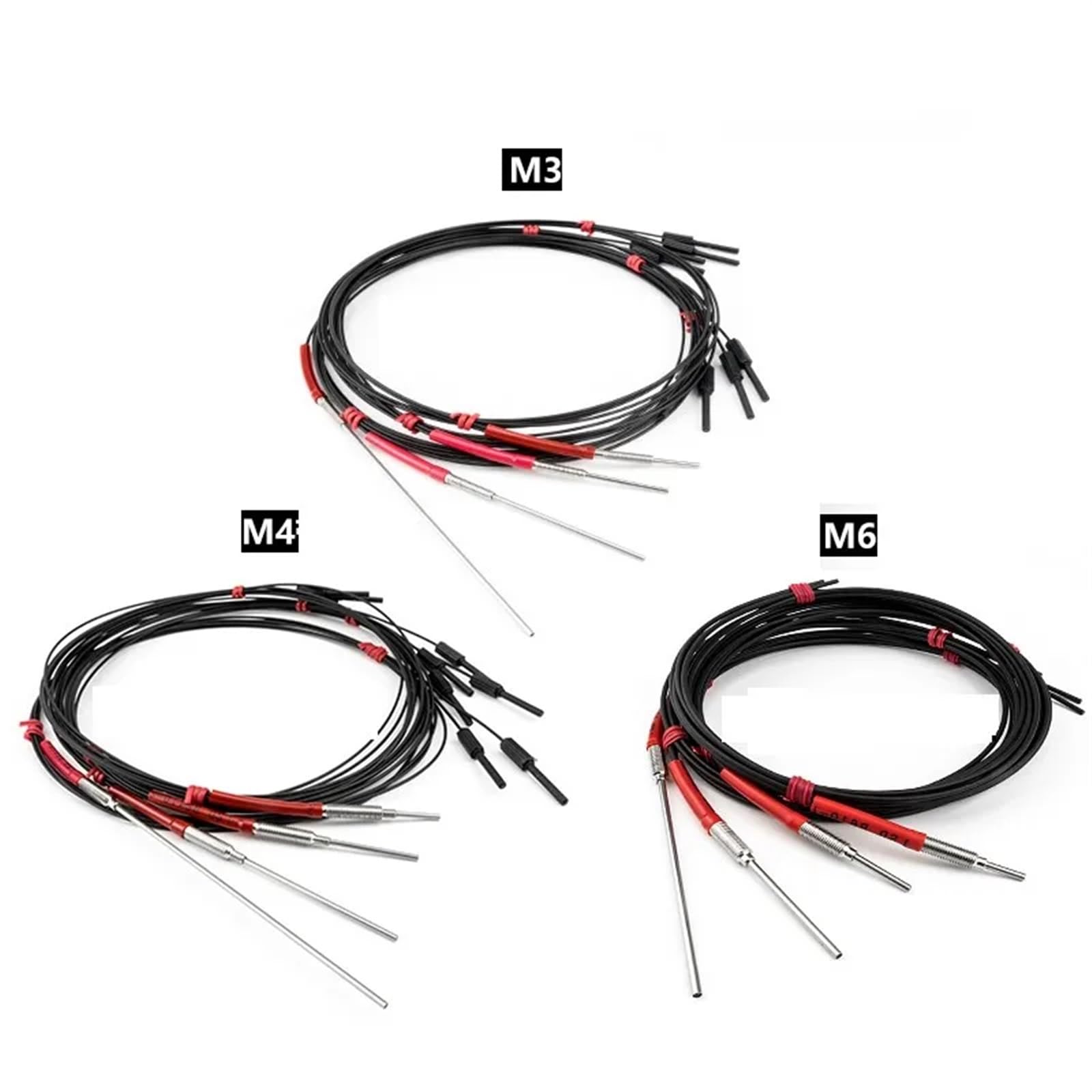 1 Uds M3 M4 M6 interruptor de Sensor de fibra óptica de reflexión difusa de acero inoxidable 10mm 20mm 40mm 90mm Prob todos los amplificadores disponibles(M4 90mm needle)