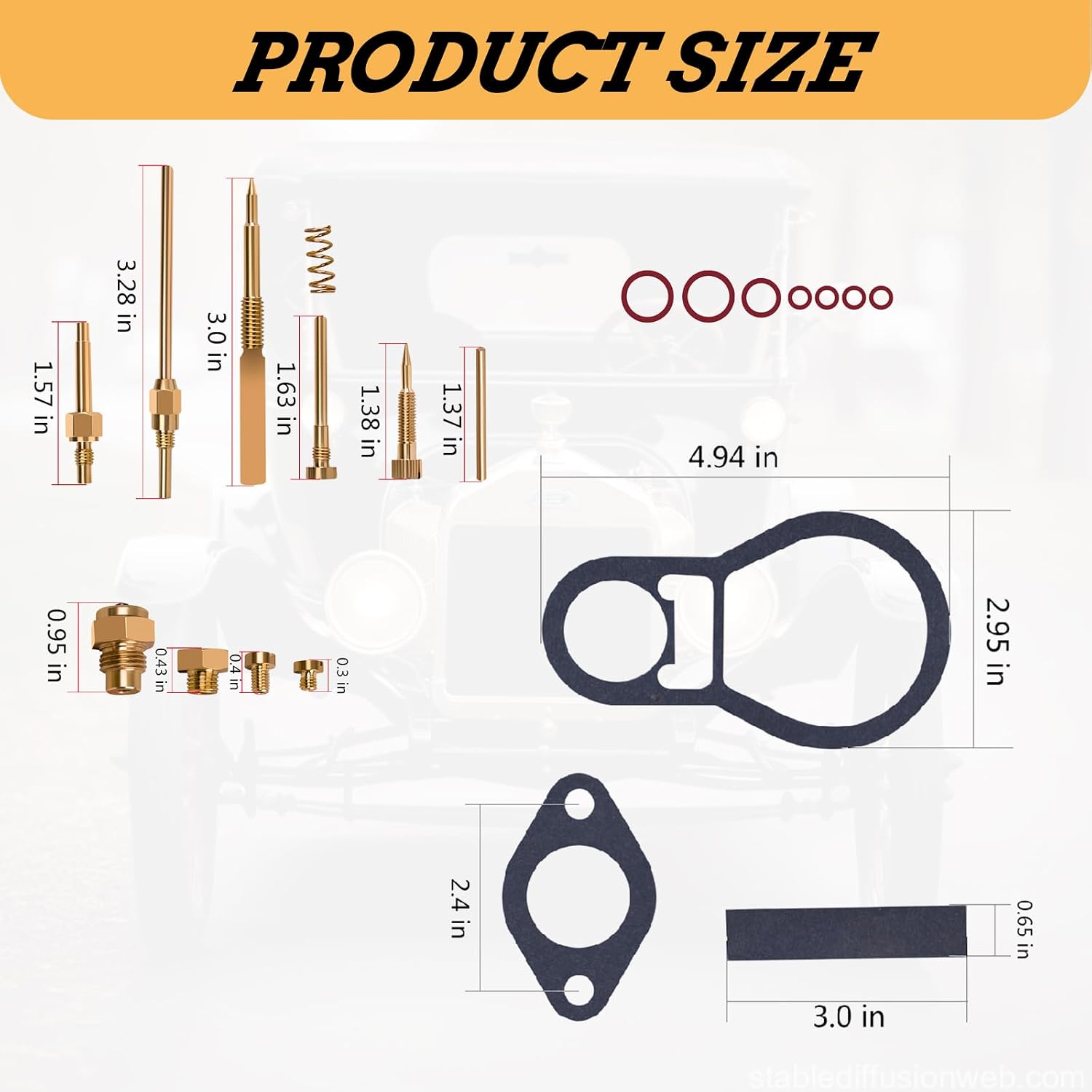 28-24913-1 Carburetor Major Repair Kit/Carburetor Rebuild Kit Fits for Model A & AA Base versions Ford 1926-1932,also compatible with today's complex fuels