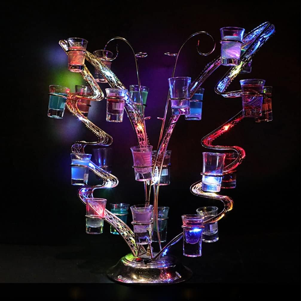 LED Luminous Growing Cocktail Tray Rechargeable Heart Shaped Wine Glass Cup Holder Beer Bottle Rack for Tiki Bar Disco Club Party (Color : Butterfly)