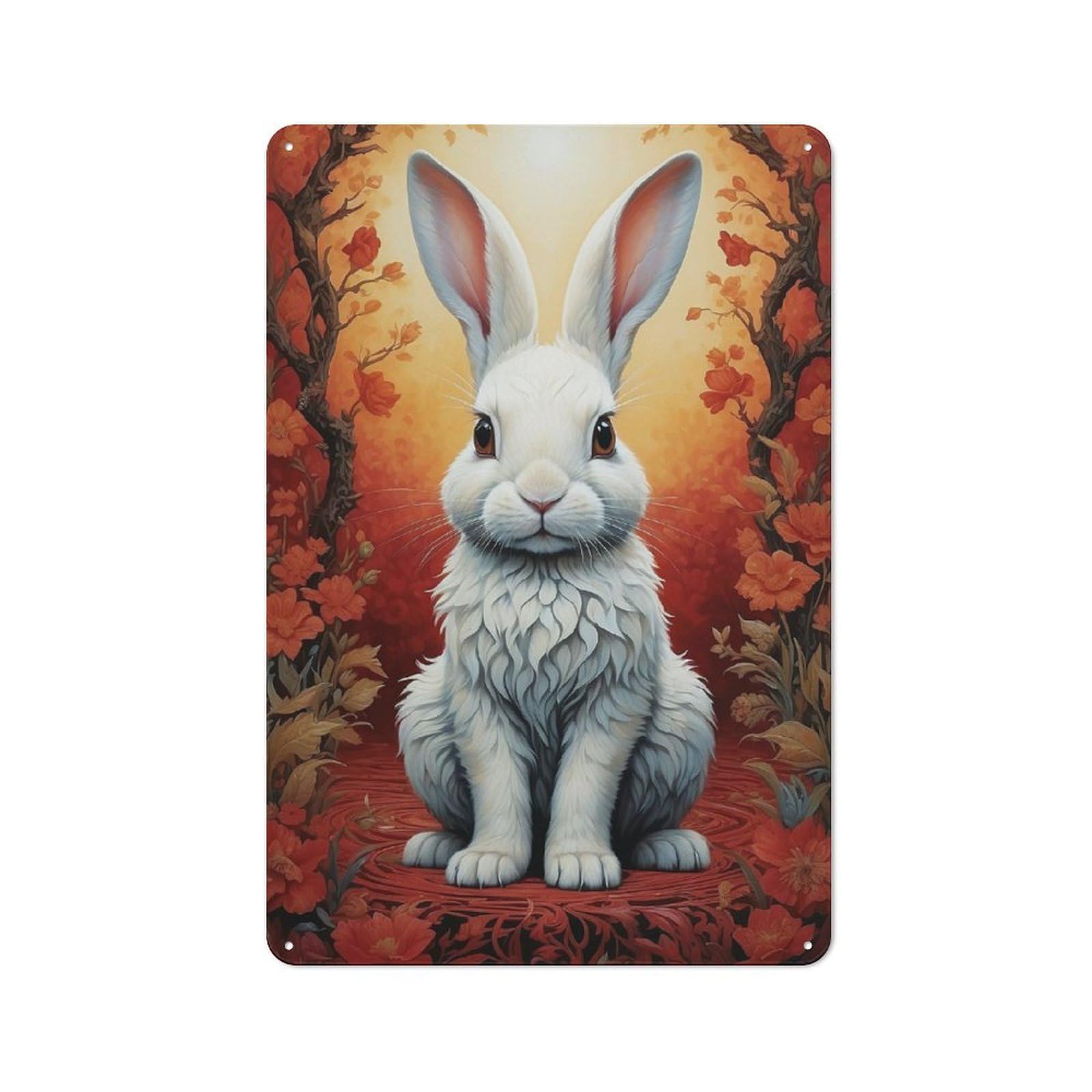 Junmoney Curious Rabbit Classic Metal Gift Sign 30X20cm, Small Space Decor For Home, Shop, Pub Or Studio Wall