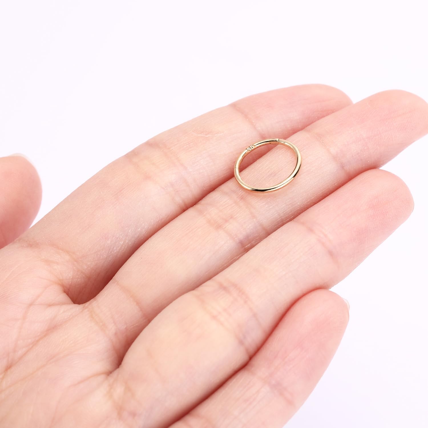 FUNLMO 14K Solid Gold Nose Ring Hoop 20G 18G 16G 14G Septum Ring Yellow Gold Conch Daith Tragus Helix Rook Piercing Jewelry Cartilage Earring Lip Ring for Women Men - Image 8