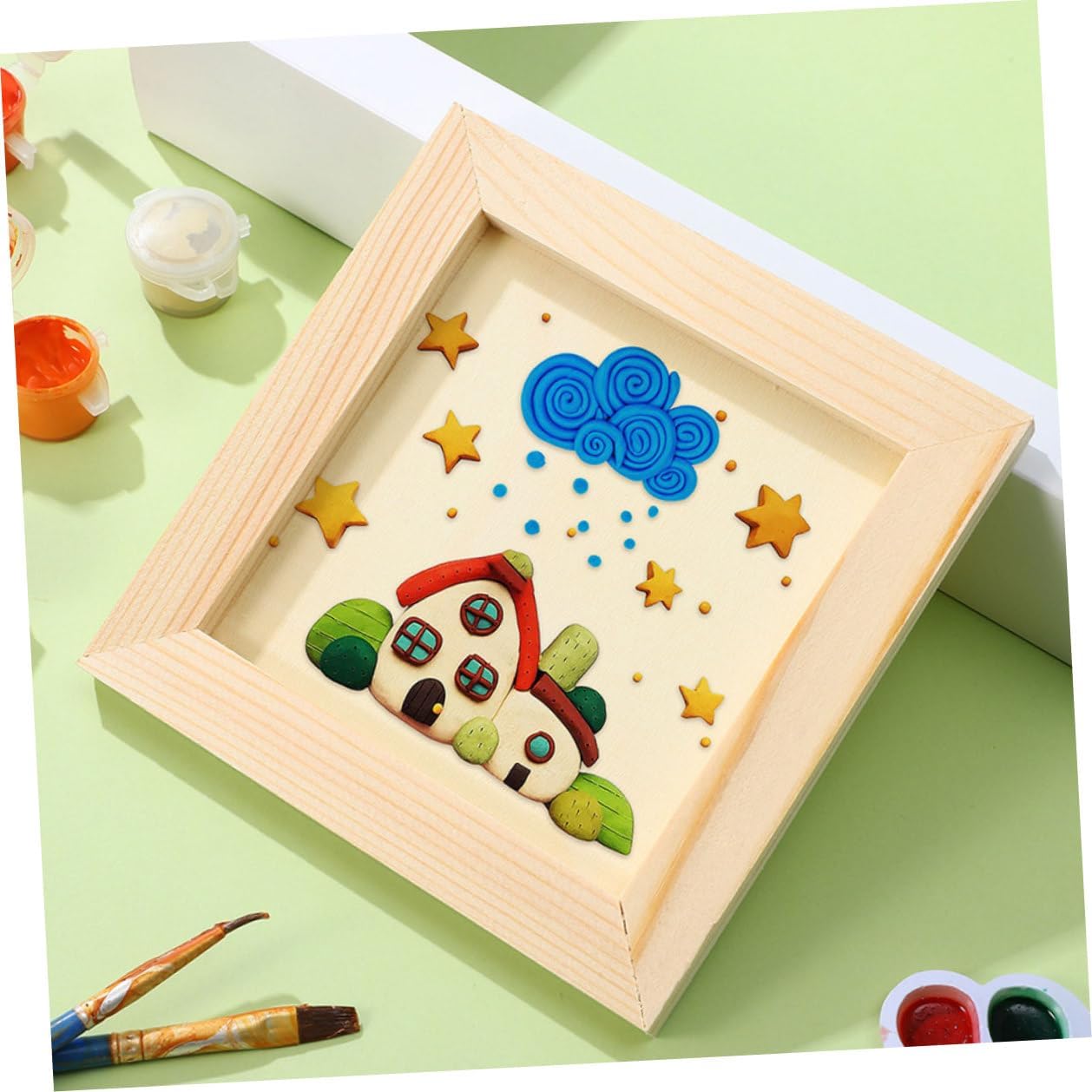 VICASKY 5 Pcs Wooden Blank Picture Frames for Boy Girl's Craft Art Projects