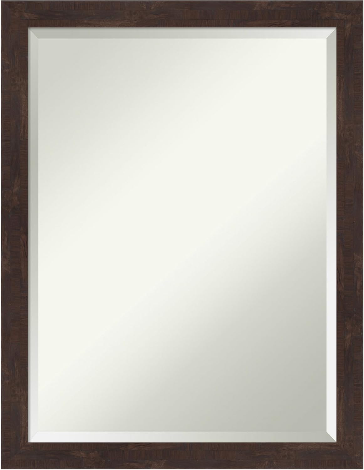 Amanti Art Brown Bathroom Mirror for Over Sink, 27x21 Fresco Dark Walnut Rectangle Vanity Mirror, Medium Country Rustic Wood Frame, Hangs Horizonally and Vertically, Bathroom Wall Decor, Beveled Edge