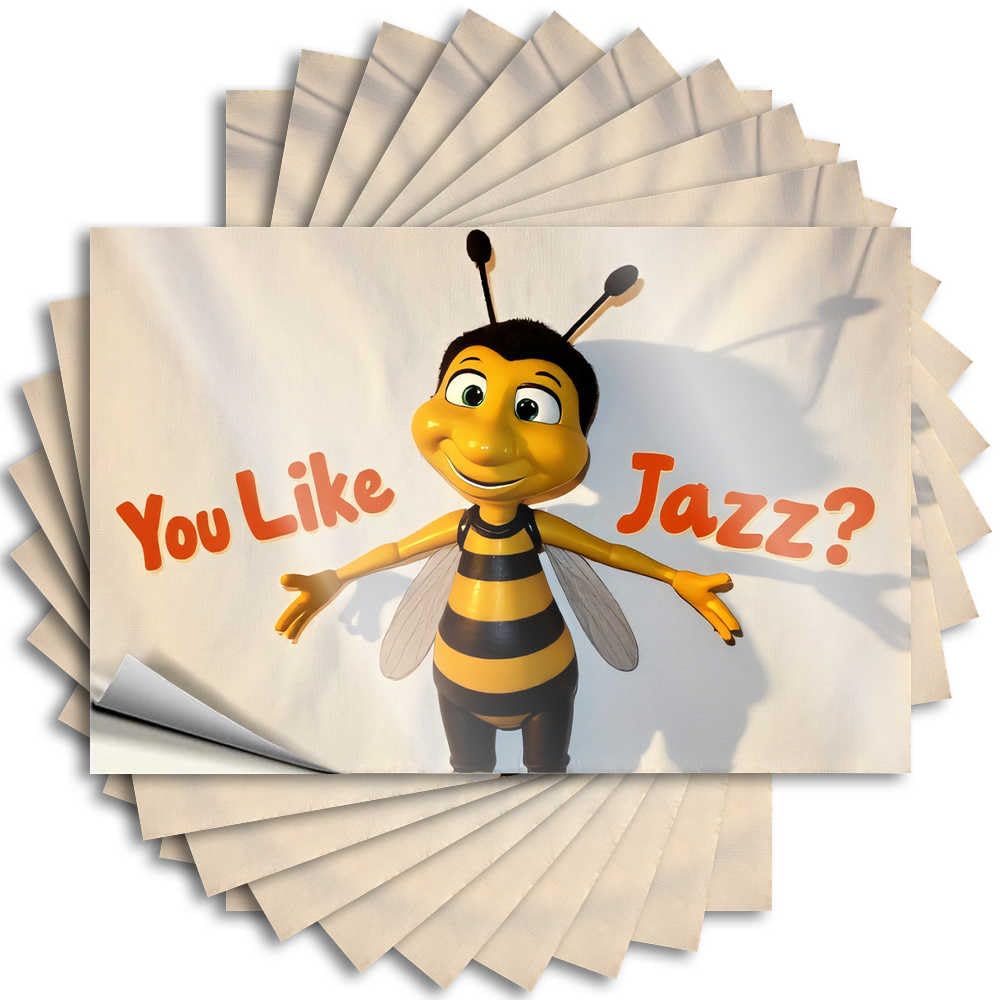 Unique Home Decor Happy Sticker - Bee's Jazz Question Removable Decal Bottle Easy Peel for Water(12X18CM)