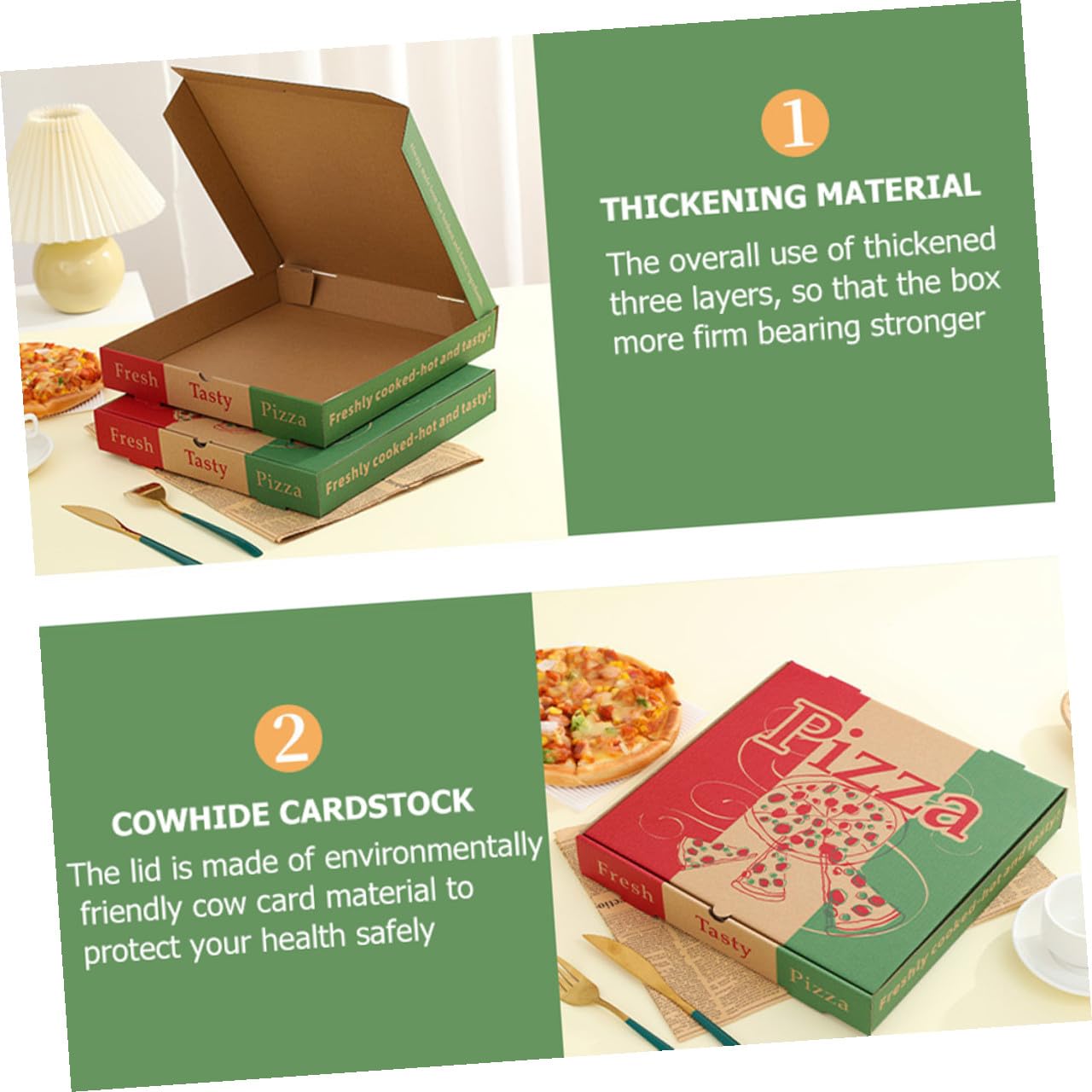 Mikinona 10 pezzi Pizza Carta Alimentare Contenitori per Asporto e Conservazione Pizze Resistente e Sicuro per Contatto Diretto con Alimenti