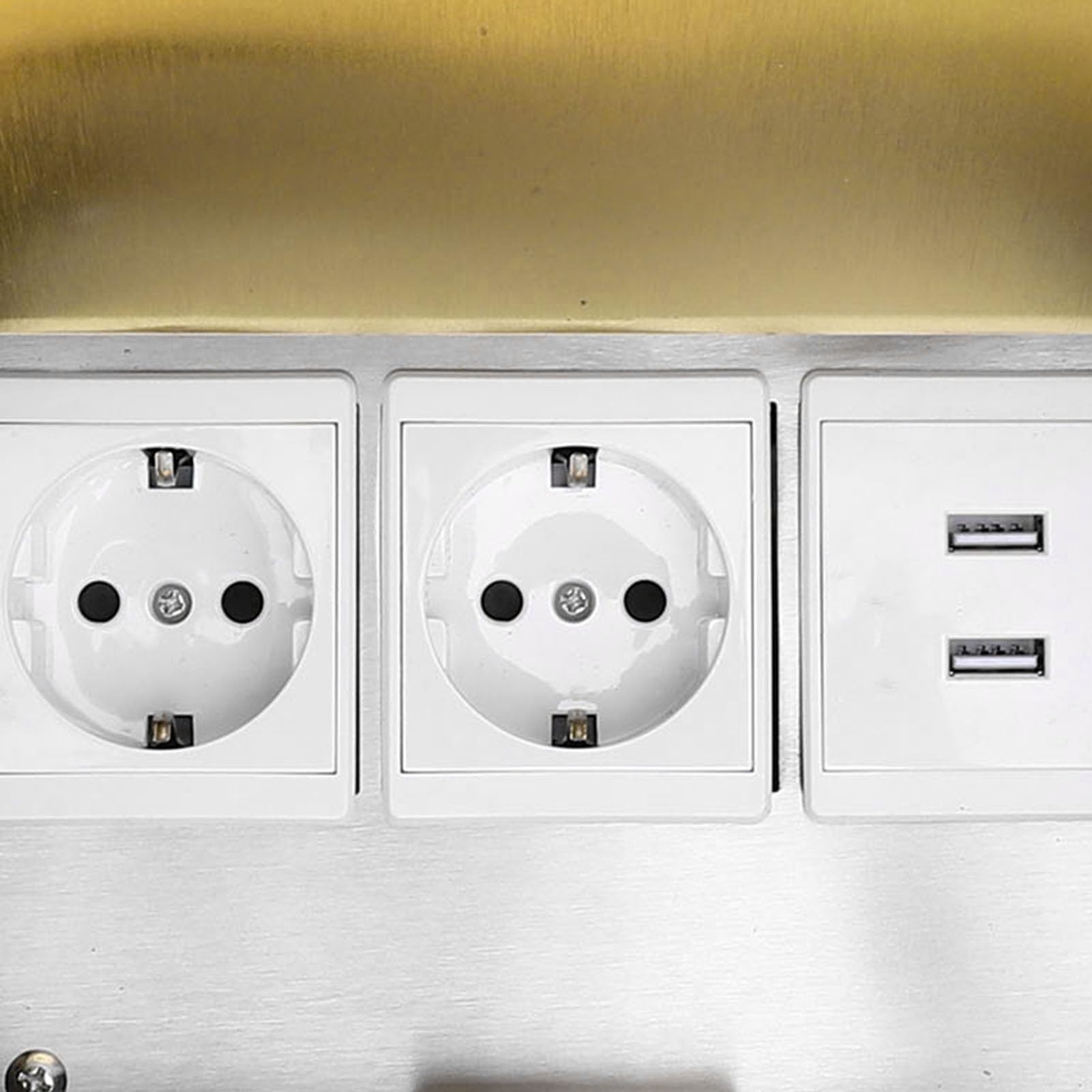 YWBL-WH Encastré Prise de Sol Kit, 2 AC & 2 USB Ports