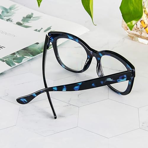 Miniatura 10 de PRTCSLWD - Lentes de lectura de gran tamaño para mujer, paquete de 4 lectores de computadora con bloqueo de luz azul retro con bisagra de resorte