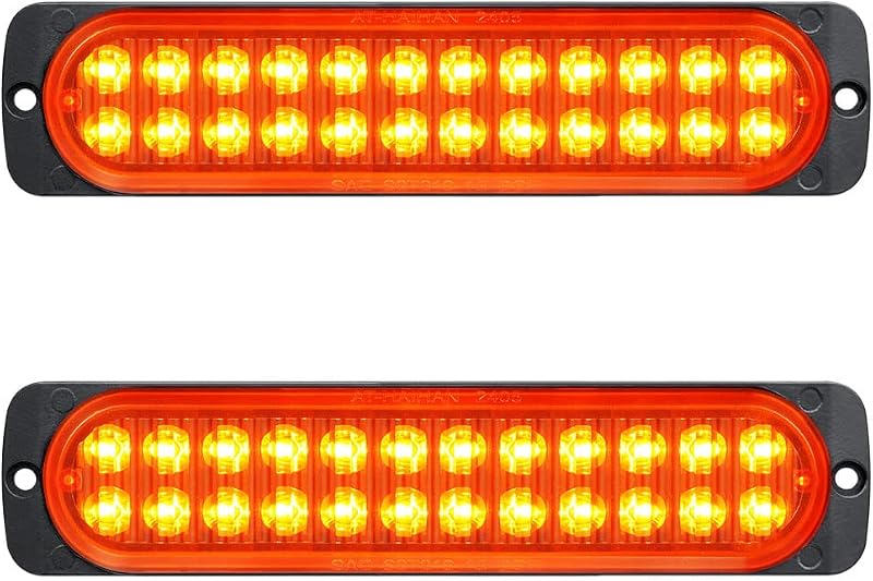 Luzes LED âmbar de seta, freio e posição para reboque AT-HAIHAN com carcaça de alumínio – Pacote com 2