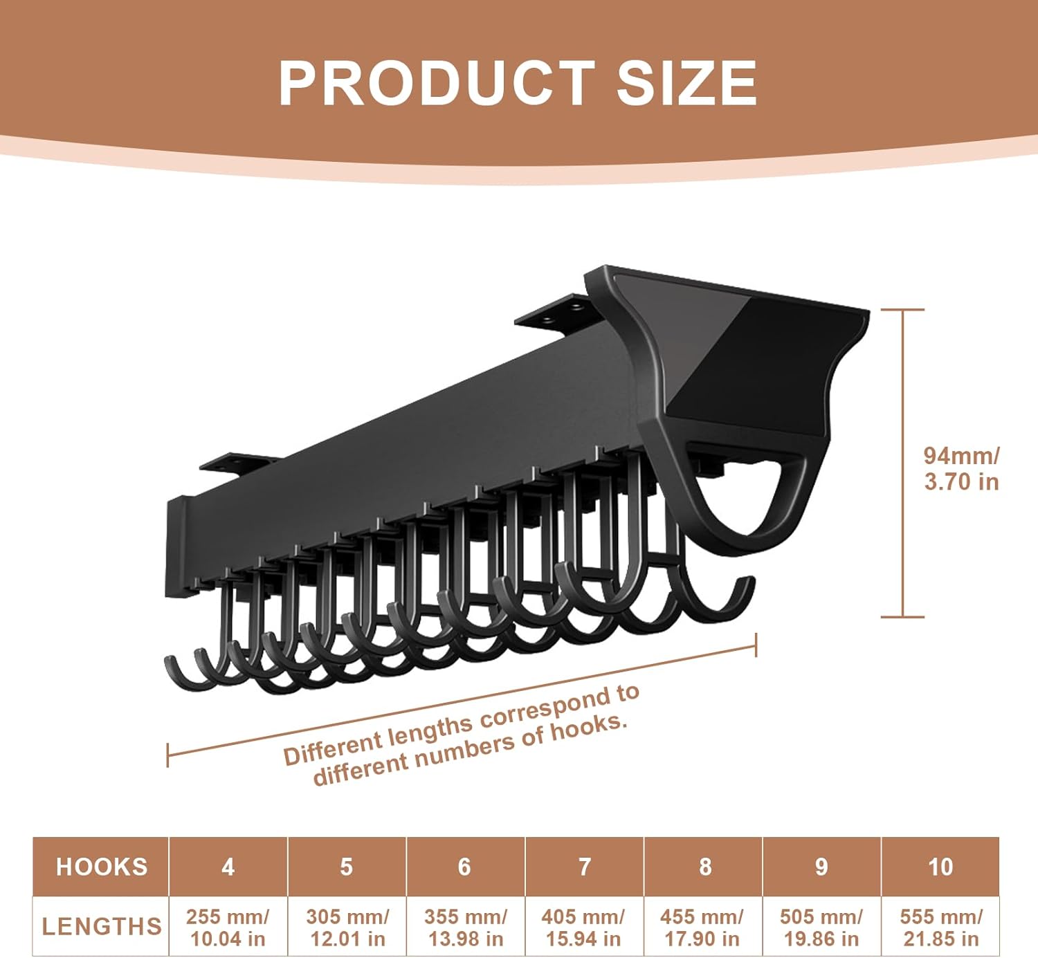 Pull Out Pot Rack, Pots and Pans Organizer for Under Cabinet, Aluminum Alloy Pot Hanging Holder, Slide Out Organization for Kitchen Cabinet Cookware Baking Frying Rack (B, 9 Pairs Hooks)