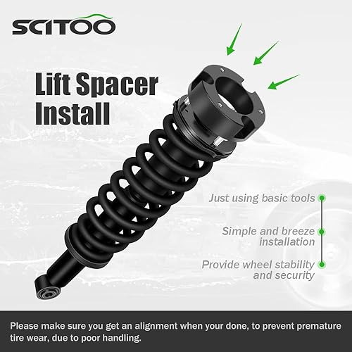 Miniatura 4 de SCITOO Elevadores de 2.5 pulgadas Kit de elevación de nivelación delantera de 2.5 pulgadas para Toyota 2003-2018 Espaciador de puntal de elevación