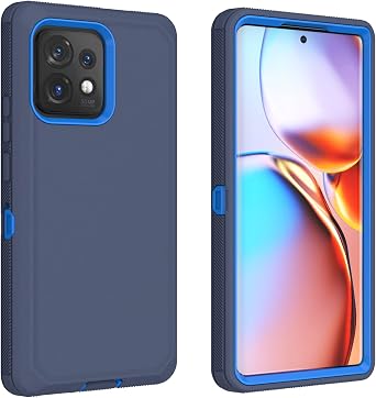 for Motorola Edge Plus 2023 Case/Moto Edge+ 2023, Heavy Duty Bumper Case Shockproof Dustproof 3 in 1 Rugged Protective Phone Cover Blue