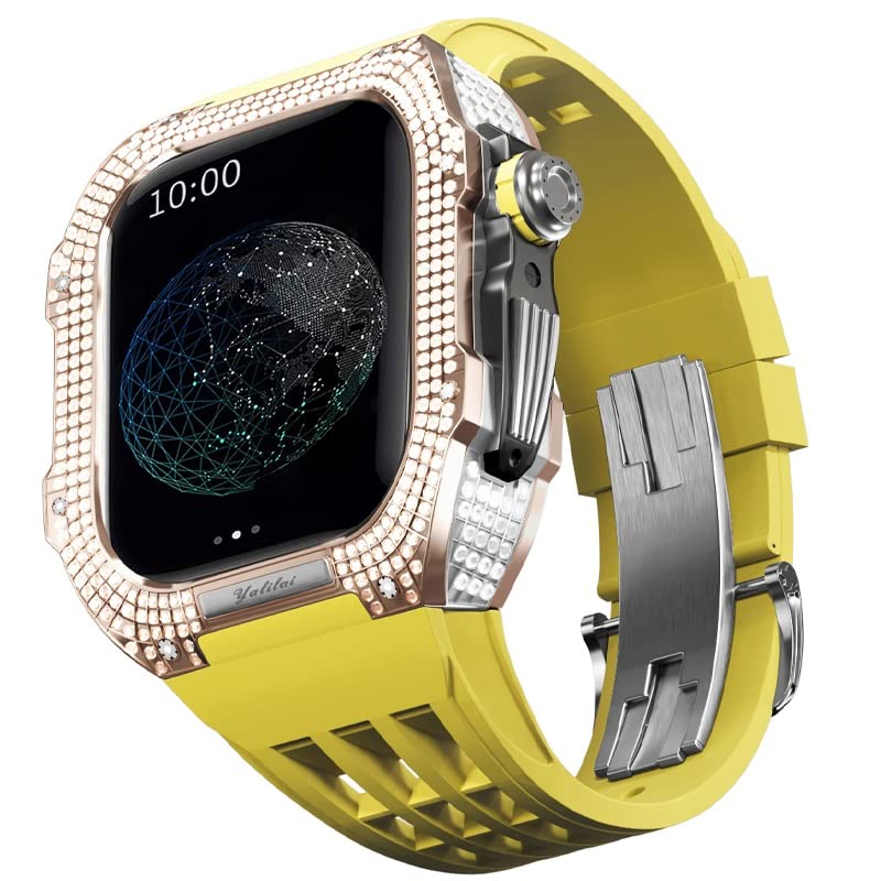 Bracelet caoutchouc SCHIK avec lunette titane Apple Watch 45mm : protection antichoc