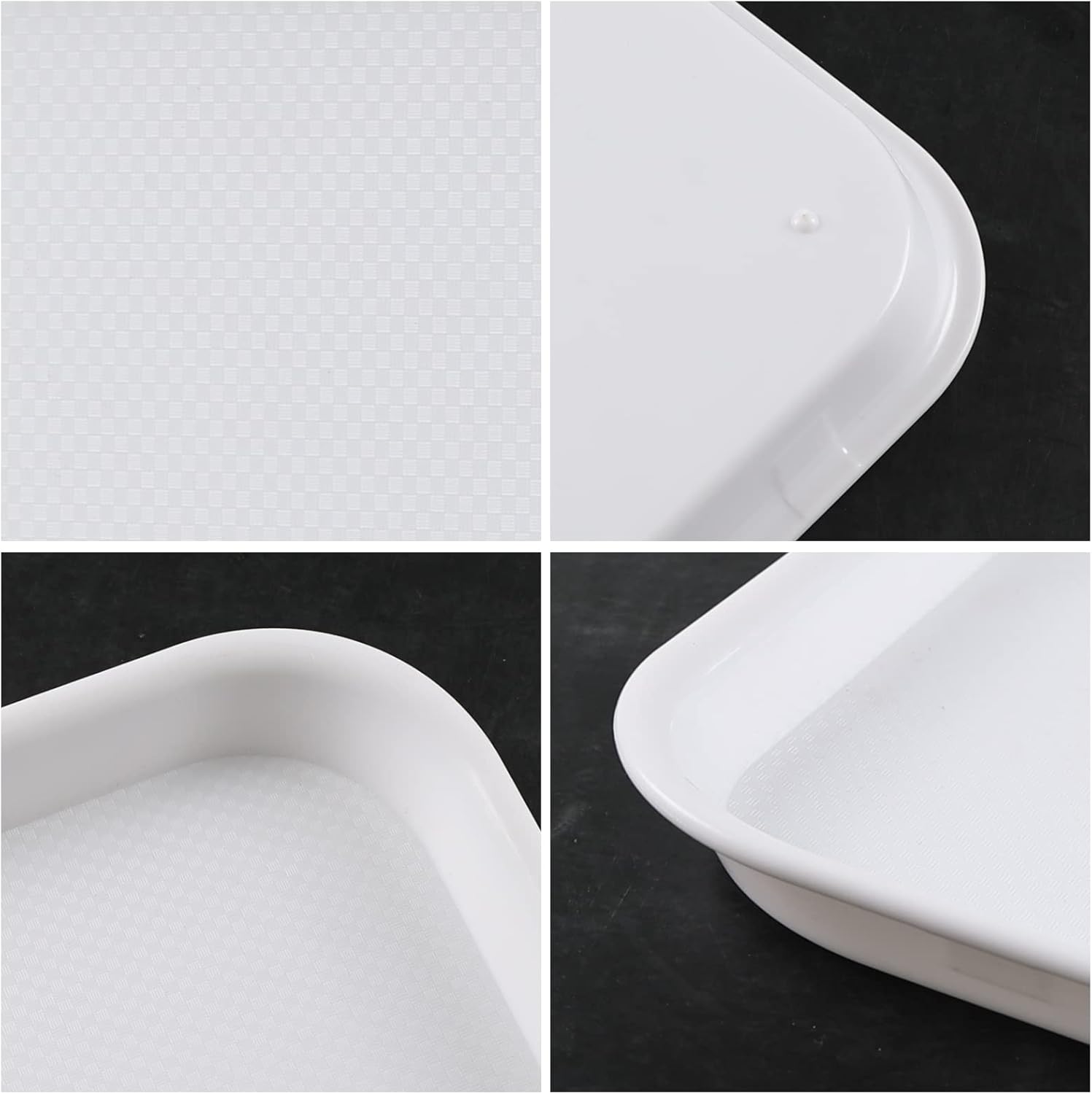 Plastic Serving Trays, Fast Food Serving Trays Set of 4, White - Image 3