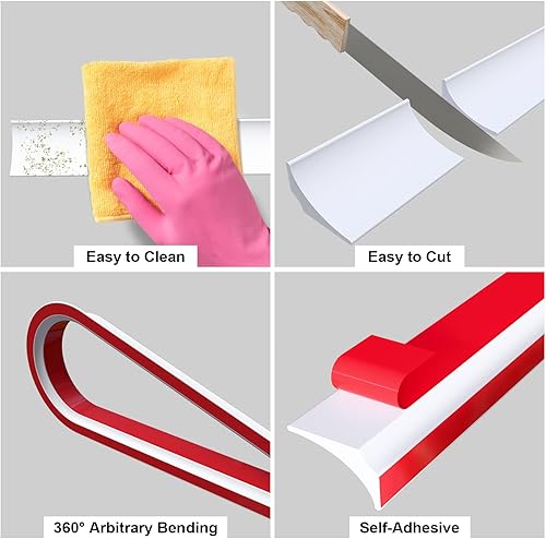 Miniatura 6 de Duzzy Presa de agua plegable para umbral de ducha, barrera de protección de agua de ducha de silicona autoadhesiva adecuada para bañera, fregadero