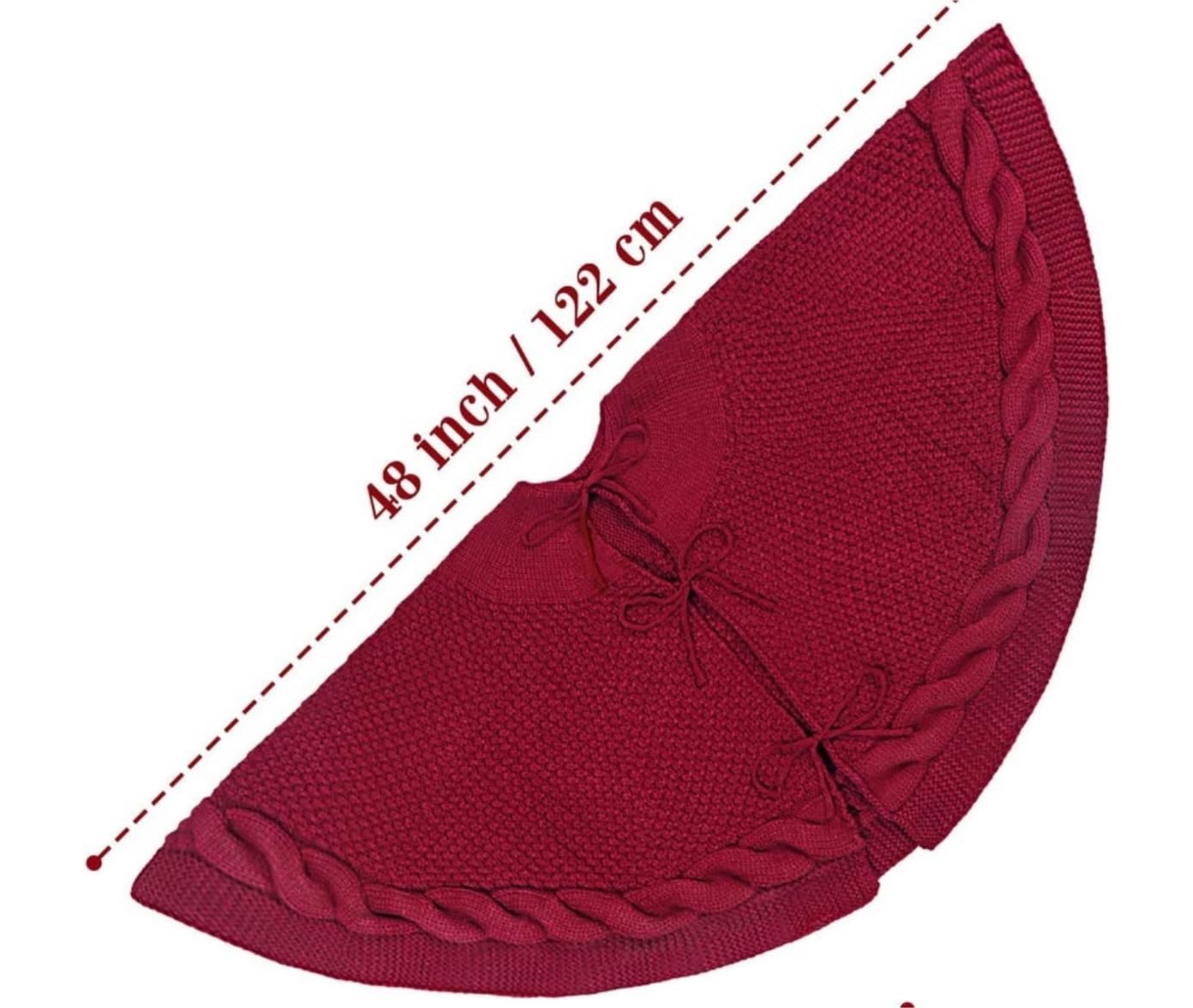 Tappeto Albero di Natale, Gonna per Albero di Natale 48 Pollici Lavorata A Maglia Spessa Decorazione Rustica per Feste Natalizie Festa Forniture(A-Red)