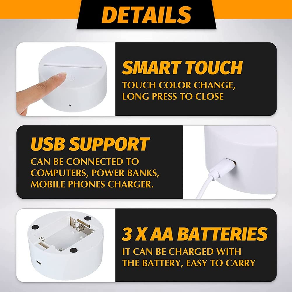 Set di 12 supporti per lampada LED da notte 3D + telecomando + cavo USB, espositore per spettacolo di luce, 16 colori per acrilico, bianco