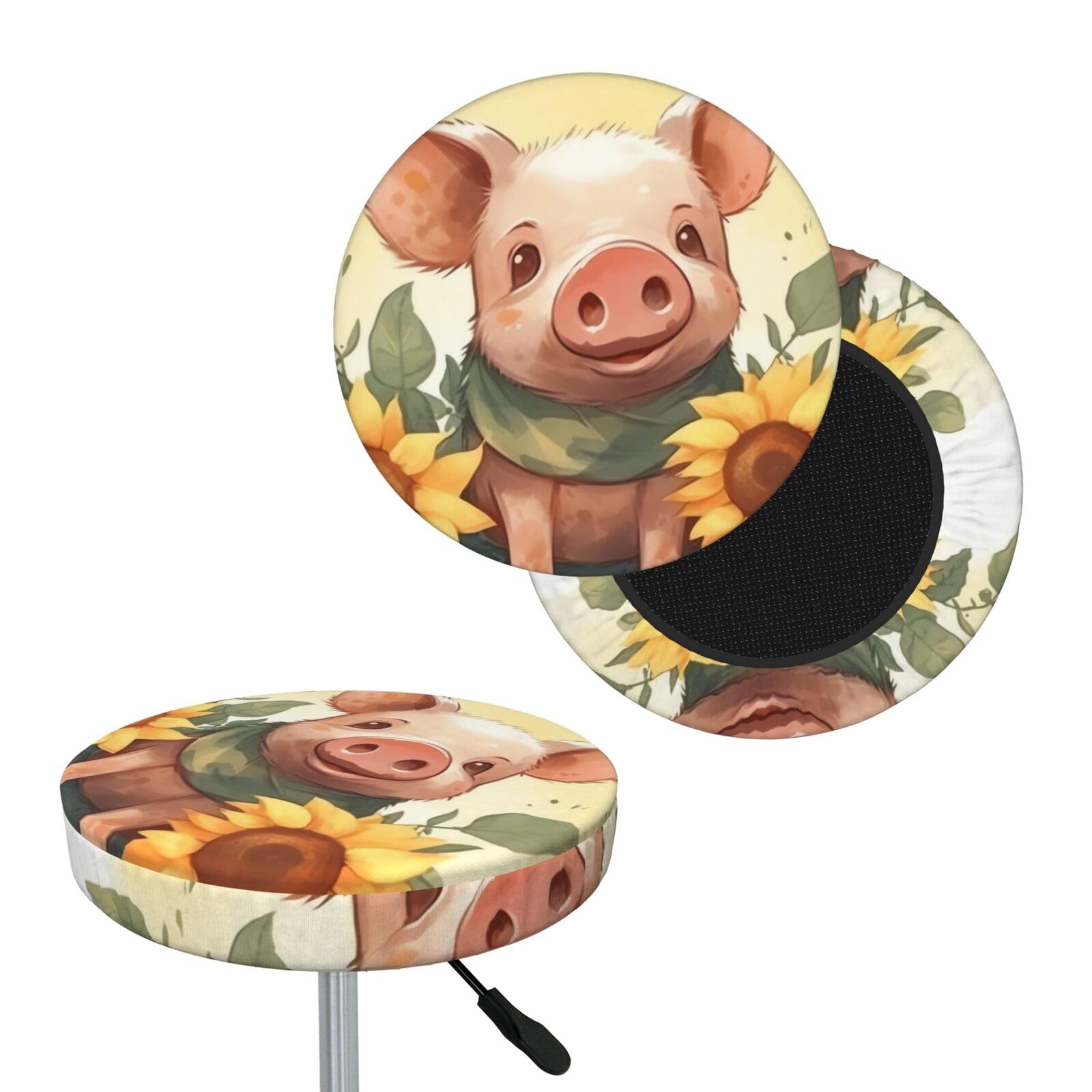 FekiLoot Smiling Round Bar Stool Covers Stretch Washable Bar Stool Covers Dustproof Slipcover Bar Chair Covers with Elastic Band for Bar Kitchen Living Room Decor 13 Inch