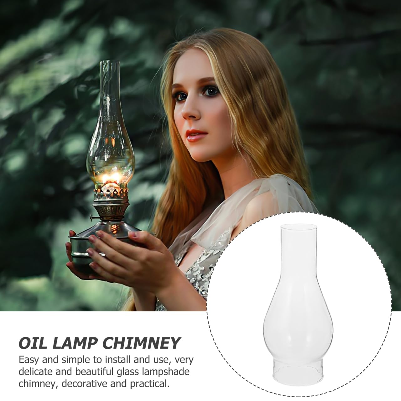 Angoily Abat-Jour En Verre Pour Lampe à PéTrole, CheminéE De Lampe à Huile, Verre De Rechange Pour PéTrole Vintage Remplacement Abat-Jour De À Huile Protection Anti-Vent Facile À Installer Globe