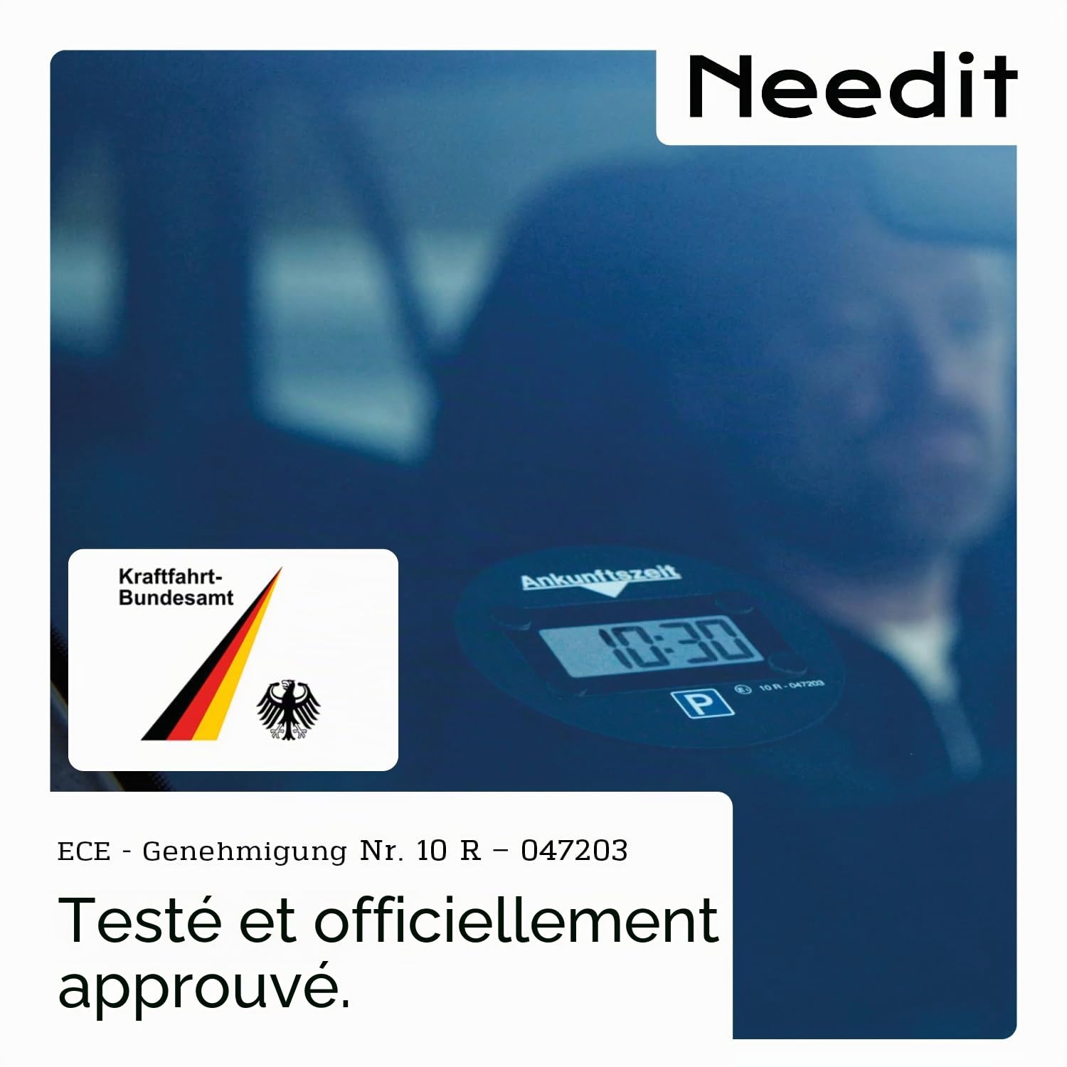 Needit Park Lite Disque de stationnement électrique avec Homologation de l'Office fédéral des transports Automobiles | Horloge de stationnement Automatique avec Activation Automatique I Disque de