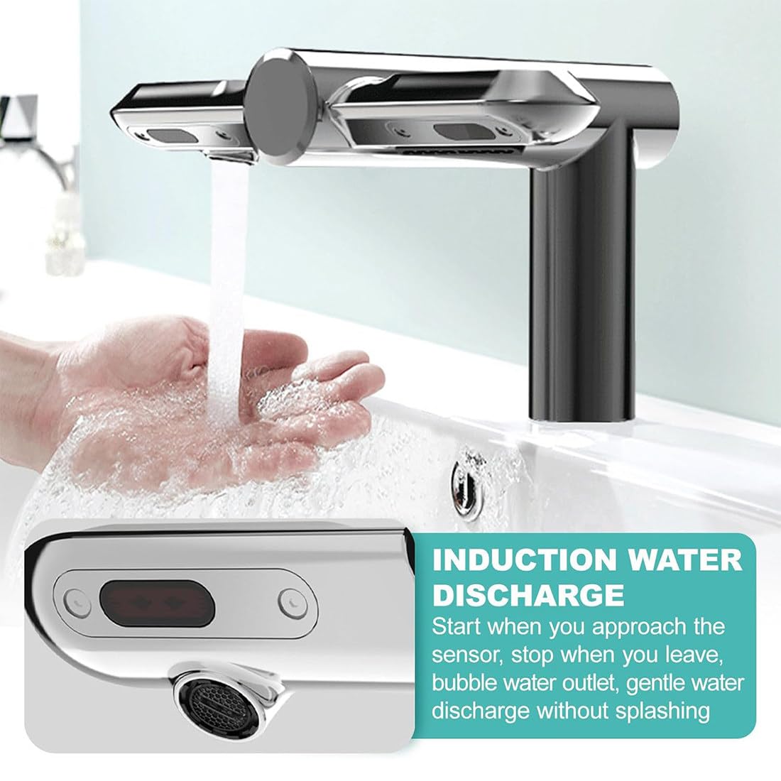 Rubinetto con sensore automatico touchless e asciuga mani per lavandino del bagno, stazione igienica per lavaggio e asciugatura senza tocco, per casa/ufficio