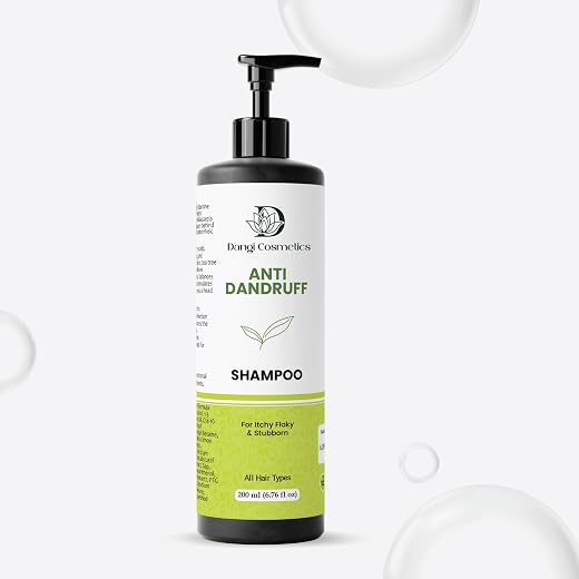 Dangi Cosmetics Anti Dandruff Shampoo, for Itchy Flaky Scalp, with Pyrithione Zinc, All Hair Types, 200 ml