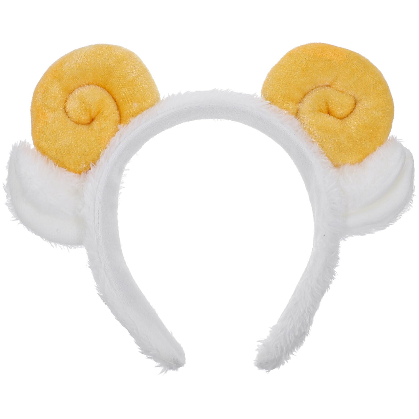 Amosfun Plush Toy Ears Headband Shofar Sheep Horn Hair Bands Headwear for New Year Valentine's Day Costumes Cosplay (Yellow)