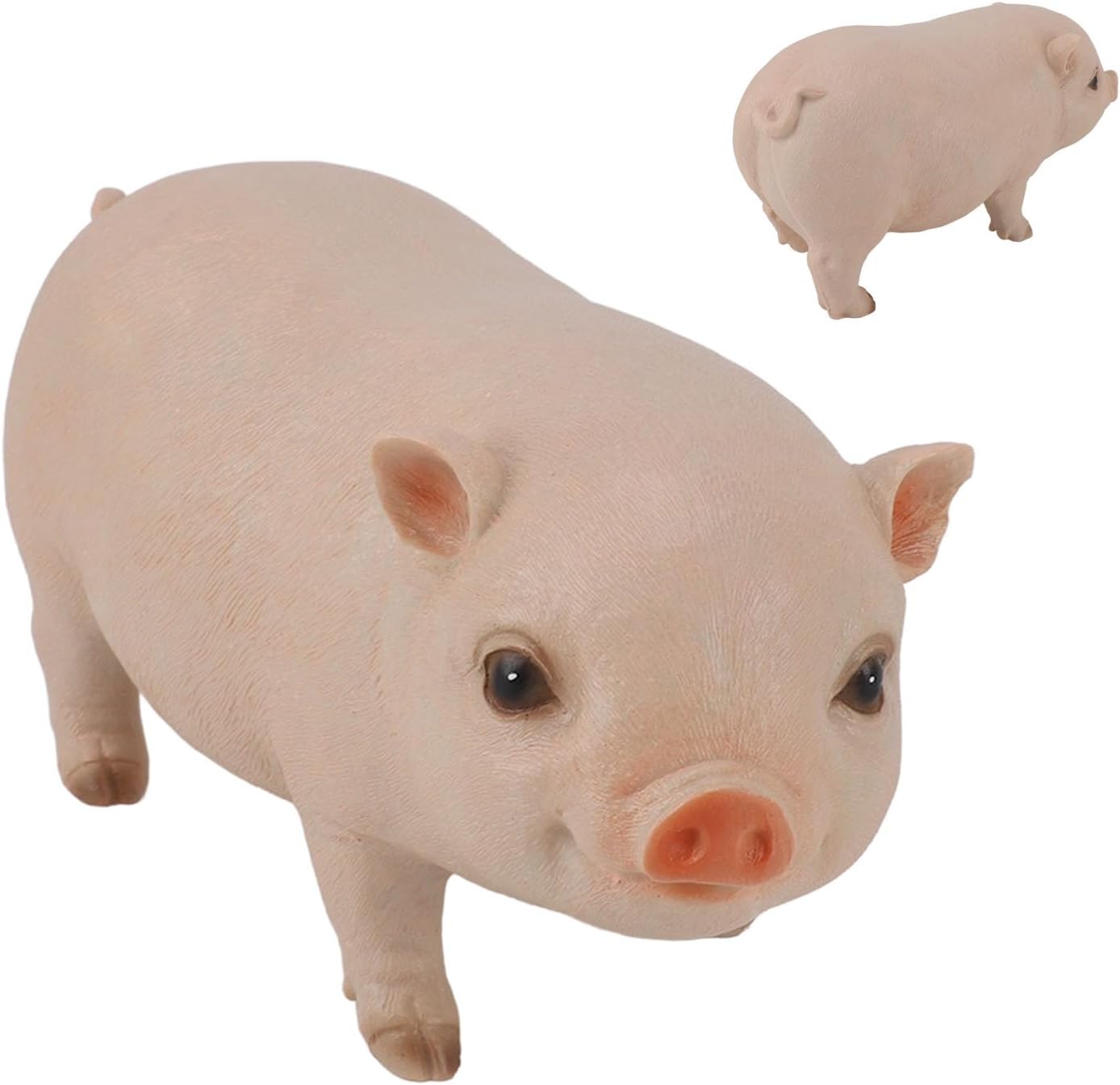 Small Pig Statue Adorable Piglet Figurine Outdoor Garden Decor Resin Material 26.5cm (Pink)