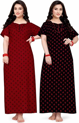 PNAEONG Stylish Cotton Nighty for Women Printed Night Gown Maxi Nighty, Comfortable Sleepwear for Daily Use