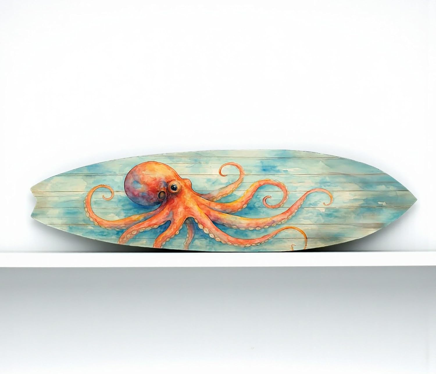 JennyGems Octopus Surfboard Wall Art – Coastal Nautical Decor, PVC Outdoor Beach Sign, Ocean Lover Gift, Octopus Decoration, 3 Foot