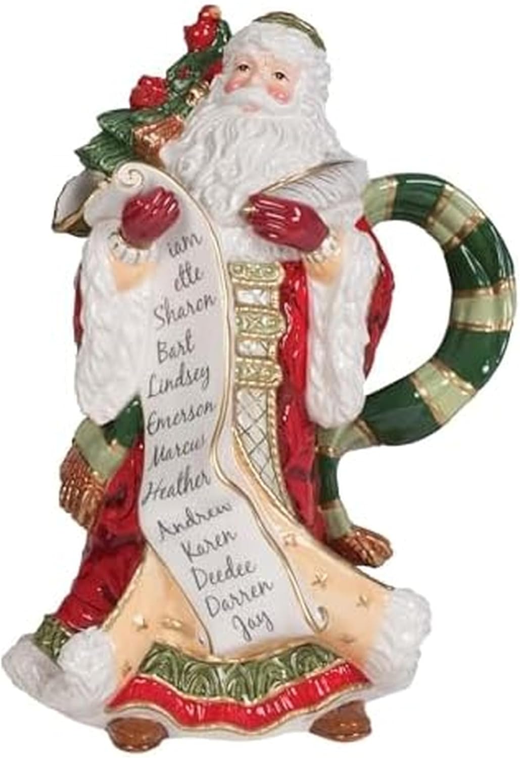 Fitz and Floyd Holiday Home Festive Santa Pitcher Figurine, 11.75 inch