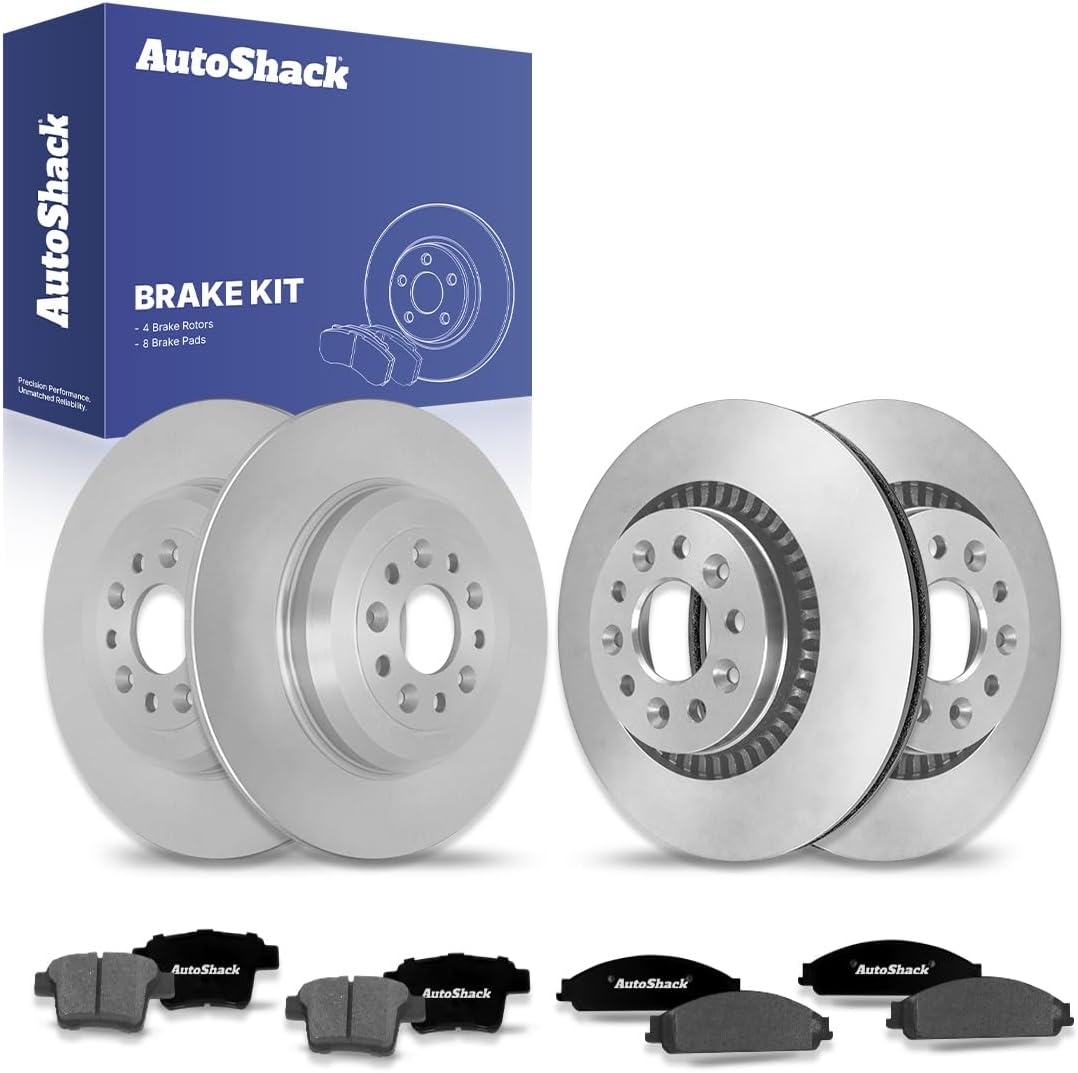 AutoShack Front Vented & Rear Solid Brake Rotors + Ceramic Pads 12-PC Brake Kit Replacement for 2009 Ford Taurus 2009 Mercury Sable 2009 Ford Taurus X